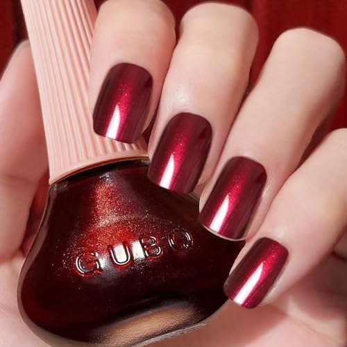 Major Dijit Quick Dry Nail Polish Pearl Wine Red Summer Nail Lacquer for Nail Art Regular Nail Polish 0.41 fl oz.