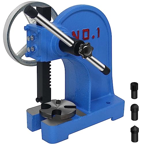 PNBO Arbor Press 1 Ton, Ratchet Leverage Press with Handwheel, 5.5"Maximum Height, Manual Desktop Punch Press for Stamping, Bending, Stretching, Forming