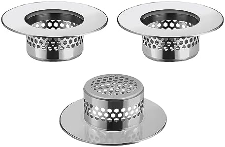 CNSZNAT Bathroom Sink Strainer (3 Pack), Bathtub Drain Cover Lavatory Sink Drain Strainer Hair Catcher for Laundry Utility RV Sink, Stainless Steel Drain Filter. Fit Hole Size from 1.25" to 1.3