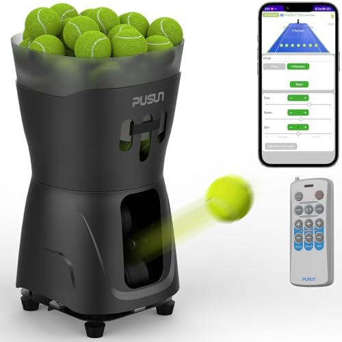 PUSUN PT-MINIPro Tennis Ball Machine: Automatic Serve with Adjustable Speed and Angle. Durable Build, high Capacity, Remote-Controlled. Premium Training Tool for Players of All Levels.