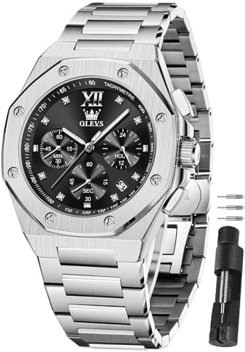 OLEVS Men's Watch Dress Stainless Steel Large Face Waterproof Luxury Men's Watch with Date Casual Blue/Black/Gold/Silver Reloj para Hombre