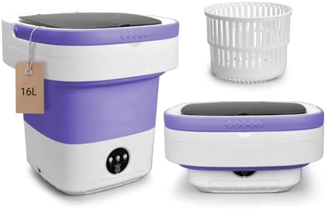 Portable Mini Washing Machine, 16L Upgraded with Spin Basket Laundry Machine, 3 Cleaning Modes Suitable for Small Clothes, Foldable Design Ideal for Hotel Campain Apartment and Home