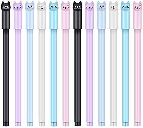 24 Pcs 0.38 mm Cute Cat Pen Gel Pens Black Ball Point Pens for School Office Supplies