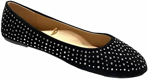 Shoes 18 Womens Faux Suede Rhinestone Ballerina Ballet Flats Shoes
