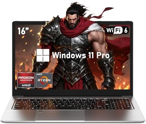 2025 Gaming Laptop 16 Inch Laptop Computer with Ryzen 7 5825U Processor, 32GB DDR4, 1T SSD, FHD Display 1920*1080P, Win 11 PRO, WiFi 6, Backlit Keyboard, HDMI, for Student, Office, Business