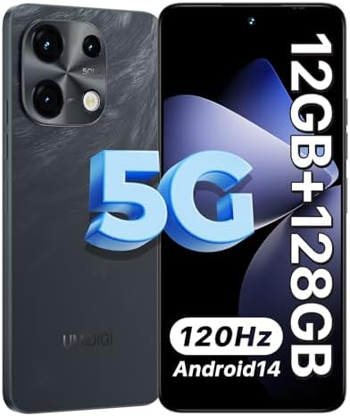 UMIDIGI Note 100 5G Cell Phone, Android 14 Unlocked Phones, 12(6+6) GB+128GB\/TF 1TB Expend, 5G Dual SIM, 50MP Camera, 6.8" HD+120Hz Display, Fingerprint+AI Face Unlock, 5000mAh Android Phone(Blac