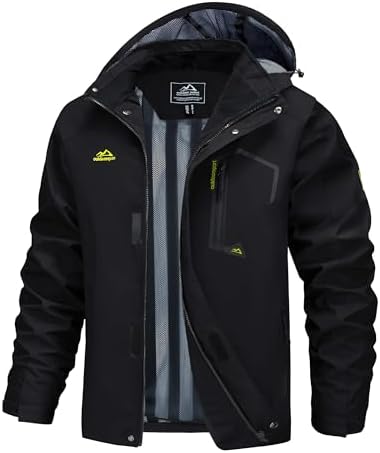 MAGCOMSEN Men's Lightweight Windbreaker Rain Jacket Raincoat with Detachable Hood for Hiking Fishing Activewear