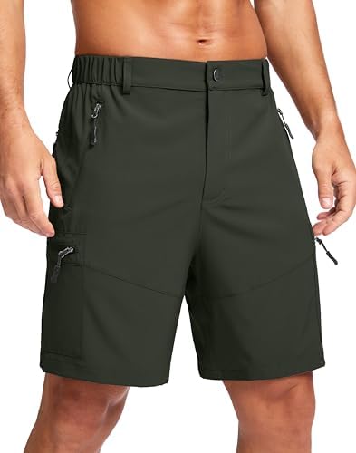 Pudolla Men's Hiking Cargo Shorts Lightweight 7" Travel Casual Shorts for Men Golf Work Outdoor with 5 Zipper Pockets