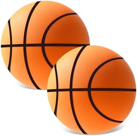 kuchisity 2 Pcs Silent Basketball Size 7 (9.4 Inch), 2025 New Foam-Basketball Indoor Dribble Dream Airless Grooved Ball for Quiet Dribbling and Indoor Training Soundless Basketballs
