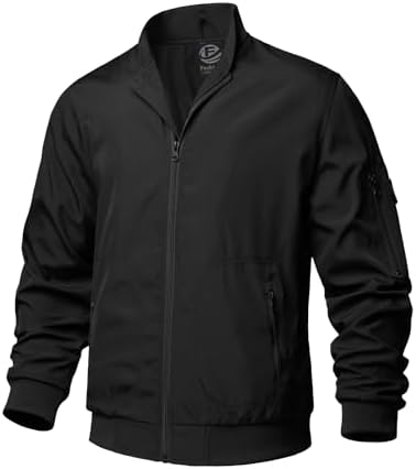 TLZC Men's Fashion Bomber Jacket Lightweight Track Windbreaker Jackets Outdoor Golf Windproof Coat