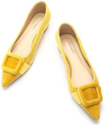 C.Paravano Women's Flats Velvet Pointed Toe Flats Slip-On Casual Work Shoes for Daily Wear Comfortable Stylish Ballet Flats