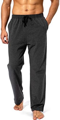 Pudolla Men's Cotton Yoga Sweatpants Athletic Lounge Pants Open Bottom Casual Jersey Pants for Men with Pockets