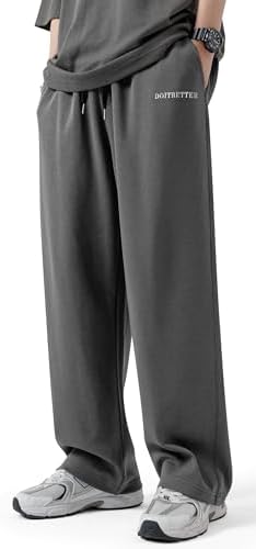 CARTBIKE Men's Cotton Sweatpants Loose Fit Baggy Straight Leg Sweat Pants for Men Open Bottom Lounge Yoga Pants with Pockets