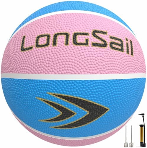 Longsail Full Size Basketball Rubber- Leather,Indoor-Outdoor-Pool,with Pump(Deflated)