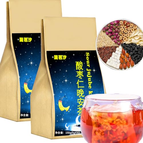 Sour Jujube Kernel Poria Cocos Lily Tea Bags 6.35oz\\/300g(60Bags\\/2Pack) Good Night Sleepytime Tea Sour Jujube Kernel Lily Tea Chinese Herbal Tea  Sour Jujube Seed Lily Tea Sour Jujube Seed Goodnigh