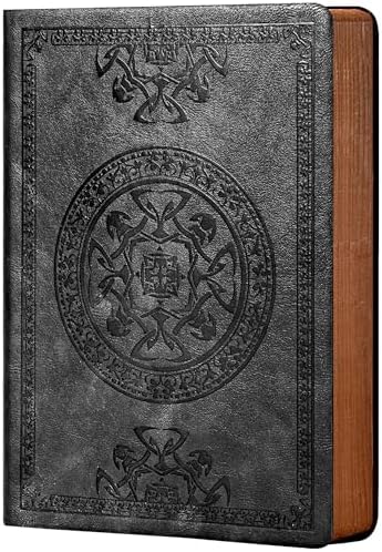 CAGIE Lined Journal for Men Soft Cover Notebook Leather Journals for Writing, 180 Lay Flat Vintage Mens Journal Personal Diary, 5.7'' X 8.3'', Black