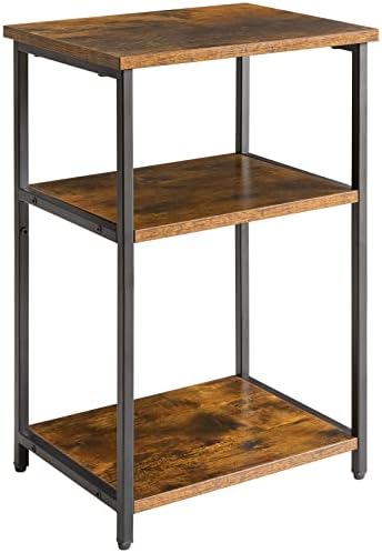 IBUYKE Side Table,3-Tier End Table, Industrial Nightstand Small Table with Storage Shelf, for Bedroom, Living Room, Hallway, Rustic Brown UTMJ402H