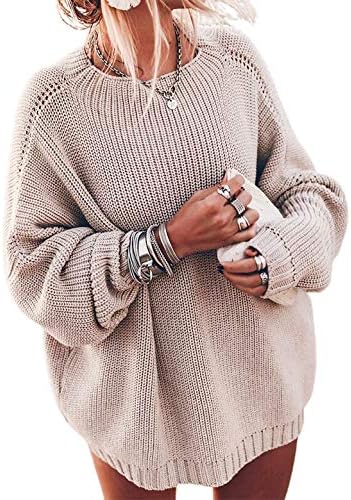 Ugerlov Women's Oversized Sweaters Batwing Sleeve Mock Neck Jumper Tops Chunky Knit Pullover Sweater