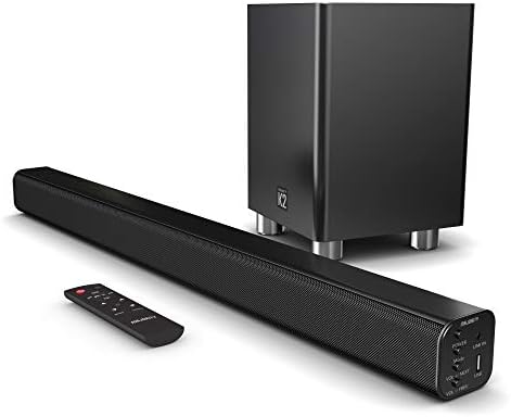 Majority K2 Sound Bar with Subwoofer  150W Powerful Stereo 2.1 Channel Sound Bar for TV  Home Theatre 3D Surround Sound I HDMI ARC, Bluetooth, Optical &amp; RCA Connection I USB &amp; AUX Playback  Bl