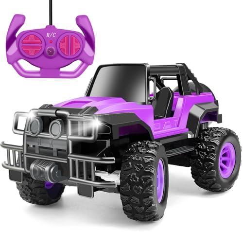 Ynybusi Remote Control Car RC Racing Cars, 1:20 Scale Remote Control Monster Truck, 2.4Ghz LED Light Off-Road Rc Cars,Toy Cars for Kids Boys Girls 6 7 8 9 10 Years Old (Purple)