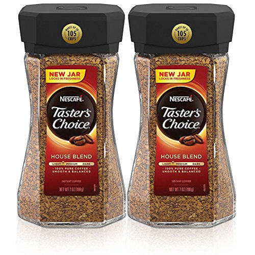 NESCAFÉ Taster's Choice Instant Coffee, Light Medium Roast, House Blend, 2 Jars (7 Oz Each)