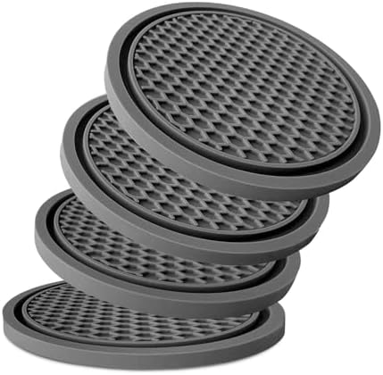 KULOLO Car Cup Holder Coaster 4 Pack - Non Slip &amp; Shockproof,Flexible PVC Rubber Insert for Car\/Truck\/SUV\/Van (2.75"x0.2") Universal Fit Auto Cup Holders Accessories for Women and Man(G