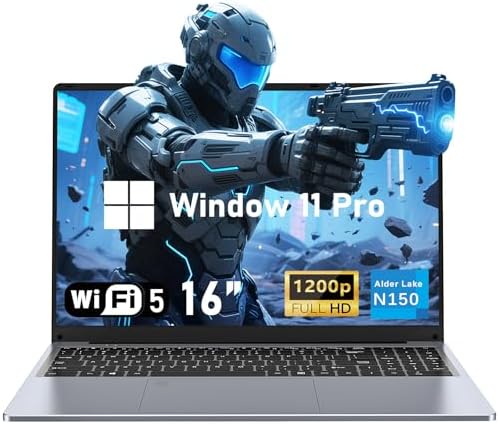 MITUNTUN 2025 16 Inch Gaming Laptop, N150 (Up to 3.6GHz), 16GB RAM 1TB SSD, Integrated Graphics (1GHz), 1920 * 1200 Display, 6000mAh Battery, Win 11 Pro Lap Top, WiFi 5 \/BT4.2, Backlit Keyboard