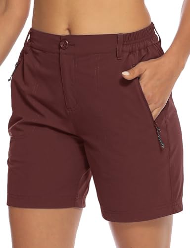 TBMPOY Women's 6" Hiking Cargo Shorts Quick Dry with Pockets Work Golf Short Lightweight Outdoor Active Summer for Women