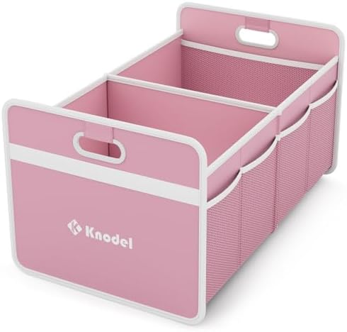 K KNODEL Car Trunk Organizer, Foldable Organizer for Car, Automotive Consoles &amp; Organizers, Storage with Reinforced Handles (Small, Pink)