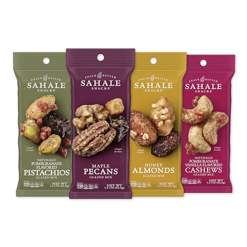 Sahale Snacks Glazed Mix Nut Blend Variety Pack, 1.5 Oz Grab &amp; Go Bags (12 Total Packs) - Four Different Dry-Roasted Deluxe Mixed Nuts Blends Included - Non-GMO Kosher &amp; Certified Gluten-Free 