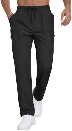 DOWMQ Men's Casual Cargo Pants Workout Sweatpants Joggers Stretch Hiking Drawstring Tactical Trousers