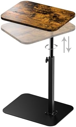 Side Table Sofa Tray for Couch Heavy Metal Base Swivel\/Adjustable Height, Sofa Bed Bathroom Study TV Tray C Shaped End Table Food Snack Trays for Eating