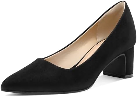 mysoft Women's Pointed Toe Pumps 2 Inch Chunky Block Low Heels Dressy Shoes Slip On Pumps
