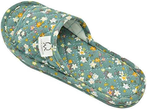 Ultra light and soft indoor open toed cotton and linen slippers with sweat absorbing fabric sole for home use