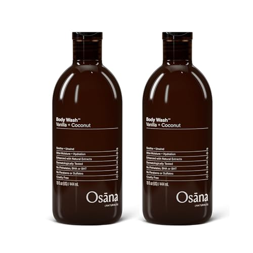 Osana Body Wash to Hydrate, Refresh and Reinvigorate Skin, Enhanced Fruit Extract &amp; Natural Ingredients, Vanilla &amp; Coconut Scented, 15oz Dual Pack