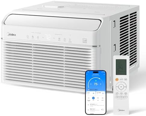 Midea 12,000 BTU Smart Inverter Air Conditioner Window Unit with Heat and Dehumidifier \u2013 Cools up to 550 Sq. Ft., Energy Star Rated, Quiet Operation, Electronic Controls, Remote Control, White