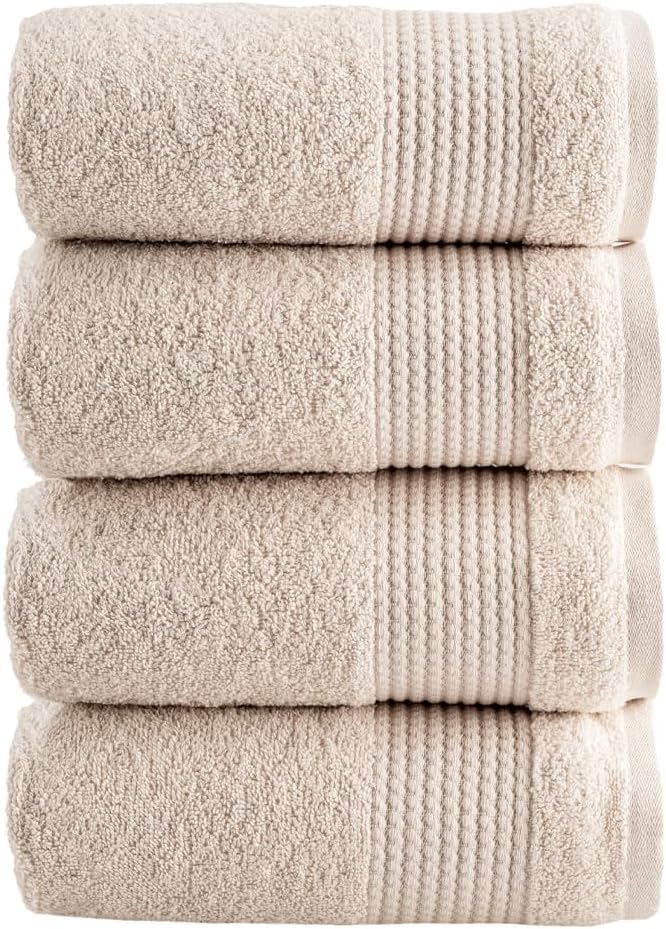 HALLEY Turkish Cotton Towels (Pack of 4) Hand Towels Super Soft Highly Absorbent 100% Cotton Towels for Bathroom and Kitchen for Mother\u2019s Day (Ivory White)