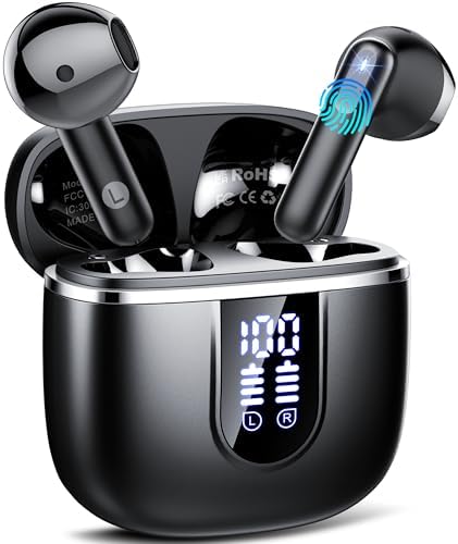 cillso Wireless Earbuds, Bluetooth 5.4 Headphones in Ear Buds, HiFi Stereo Earphones with 4 ENC Noise Cancelling Mics, 40H Wireless Headphones with IP7 Waterproof, LED Display USB C, Mini Ultralight