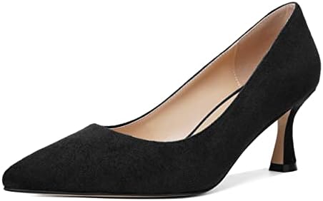 MOVINSTEPS Womens Pointed Toe Evening Sexy Suede Slip On Stiletto Mid Heel Pumps Shoes 2.5 Inch