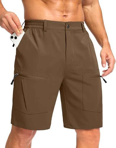 Pudolla Men's Hiking Cargo Shorts 9" Lightweight Stretch Travel Work Shorts for Men Outdoor Casual with 5 Pockets