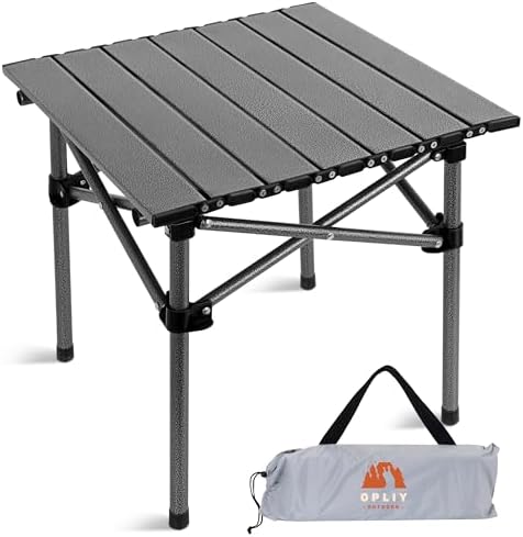 Opliy Folding Camping Table,Portable Table for 1-2 Persons -Collapsible Table Lightweight with Carry Bag for Camping, Hiking, Picnics, BBQs, Beach Trips &amp; Tailgating(16.5 inch).