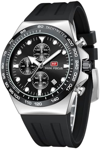 MINI Focus Men Watches Business Casual Wrist Watch (Chronograph\/Waterproof\/Luminous\/Calendar) Silicon Band Fashion Watches for Men\u2026
