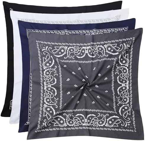 Mochabao 100% Cotton 27" x 27" Large Bandanas for Men &amp; Women, Multi-Purpose Bandana Headbands, Square Head Scarf