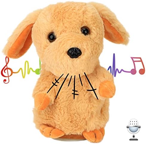 Hopearl Talking Puppy Repeats What You Say Dog Nodding Electric Interactive Animated Toy Speaking Plush Buddy Gift for Toddlers, Brown, 7''