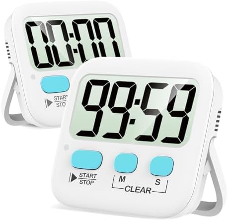 Antonki 2 Pack Digital Timer for Kids, Magnetic Countdown Kitchen Timers for Cooking, Egg, Classroom, Teacher, Exercise, Study, Oven - Battery Included
