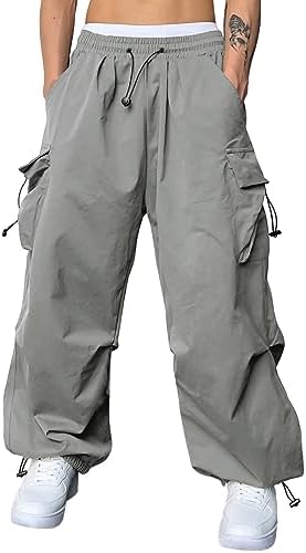 JMIERR Men's Baggy Cargo Pants Trendy Casual Parachute Pant Loose Fit Harem Joggers with Pockets for Streetwear