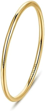 NOKMIT 1mm 14K Gold Filled Rings for Women Girls Thin Gold Ring Dainty Cute Stacking Stackable Thumb Pinky Band Non Tarnish Comfort Fit Size 4 to 11 1PC\/2PCS\/3PCS