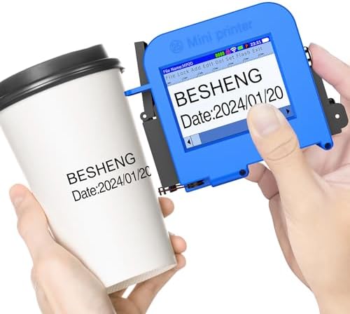 Mini Handheld Inkjet Printer, Handheld Printer Portable with 42ml Fast-Drying Solvent Ink Handheld Inkjet Printer Gun for Date\/Batch\/QRcode\/Barcode Handheld Printer for Any Surface (MP20, 1inch)