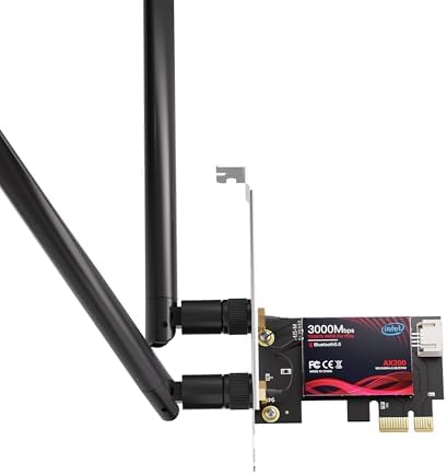 WiFi 6 PCIe Card for Gaming PC with Bluetooth 5.2,3000Mbps Ultra-Low Latency,WPA3 Security,4K Streaming\/VR Ready'Windows 11\/10 Dual Band Adapter