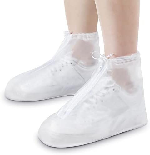 Coume 2 Pairs Rain Shoes Cover Non Slip Waterproof Shoe Covers Reusable Protectors Covers High Top Snow Boots Galoshes Overshoes for Men Women Outdoor Cycling Camping Fishing